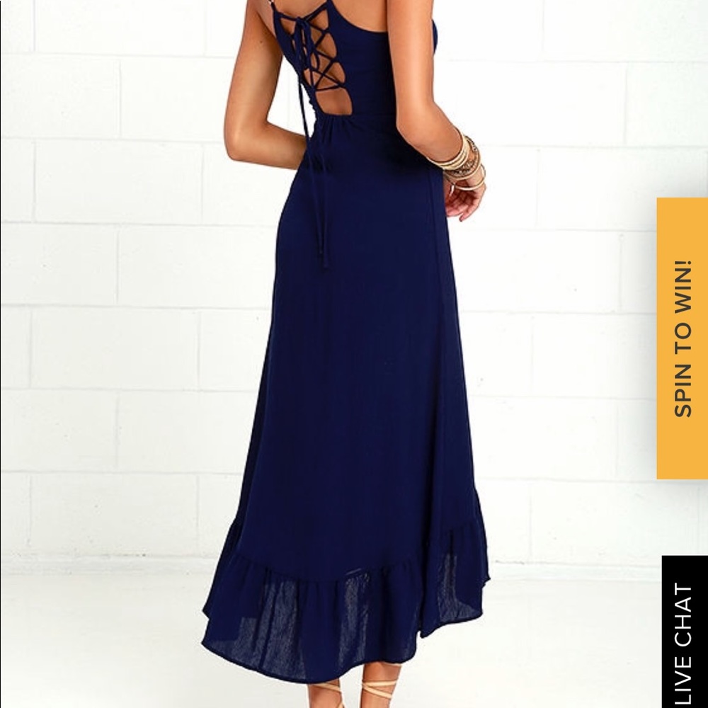 Lulu’s Navy Blue Lace Up Dress
